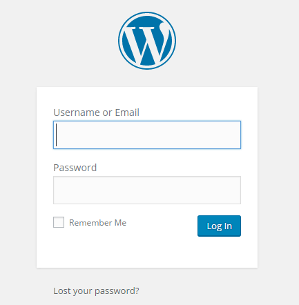 WordPress login page